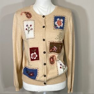 Alfred Dunner Floral Teacher Sweater Cardigan Teacher Sweater Grandma Core